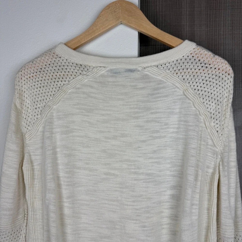Milly Cream Ribbed Crewneck Sweater - Picture 8 of 11